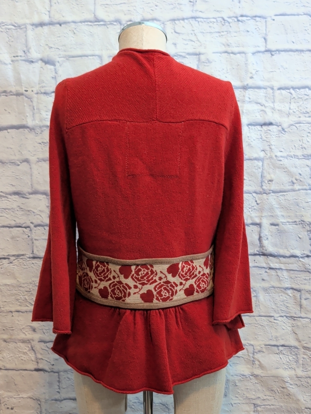 Anthropologie Moth Rose Open Cardigan w/ Bow Waist Detail - Size Large - Picture 2 of 6